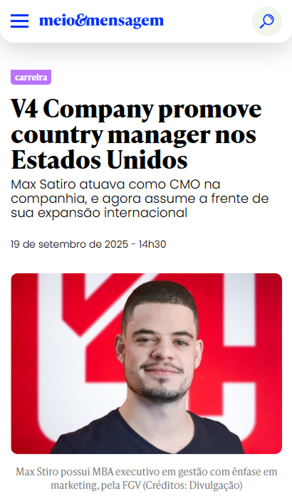 Matéria sobre Max Satiro na mídia