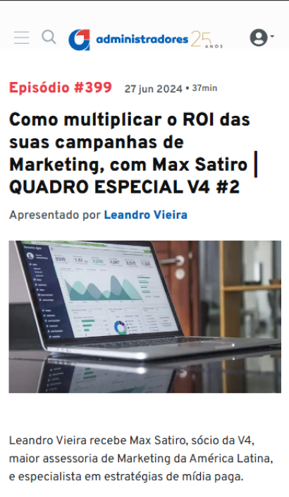 Matéria sobre Max Satiro na mídia