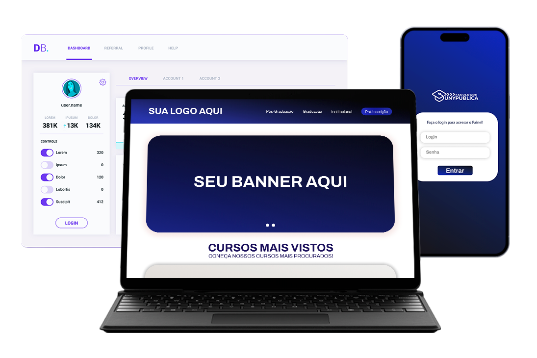 Mockup da plataforma de cursos